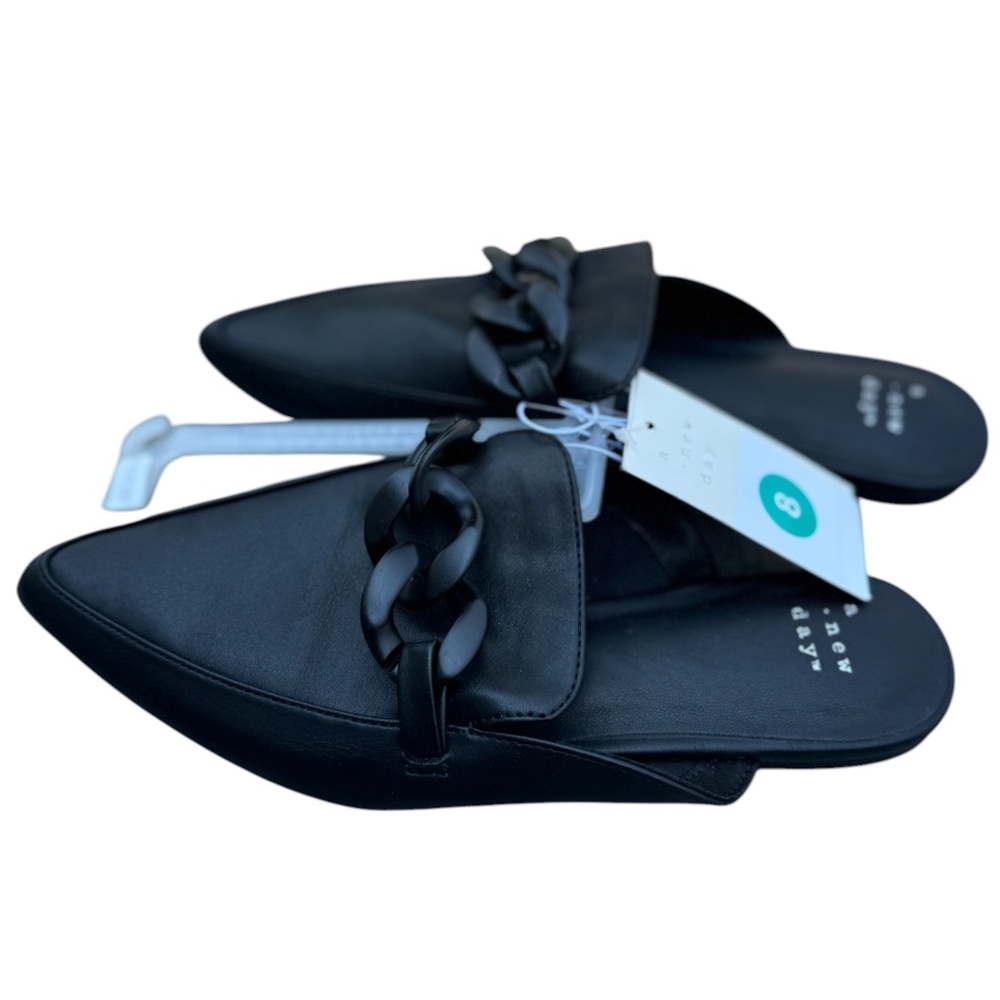 NWT A New Day Amber Slip-On Mule Flats in Black Braided Woven Criss-Cross New
